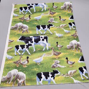 Farm Animal Cotton Fabric Remnant 1/3 Yard 44" Wide